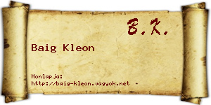 Baig Kleon névjegykártya